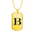 Initial B v1a - 18k Gold Finished Luxury Dog Tag Necklace