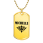 Michelle v01a - 18k Gold Finished Luxury Dog Tag Necklace