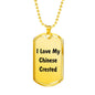 Love My Chinese Crested v4 - 18k Gold Finished Luxury Dog Tag Necklace