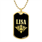 Lisa v02a - 18k Gold Finished Luxury Dog Tag Necklace