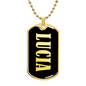 Lucia v02 - 18k Gold Finished Luxury Dog Tag Necklace