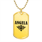 Angela v01a - 18k Gold Finished Luxury Dog Tag Necklace