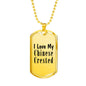 Love My Chinese Crested - 18k Gold Finished Luxury Dog Tag Necklace