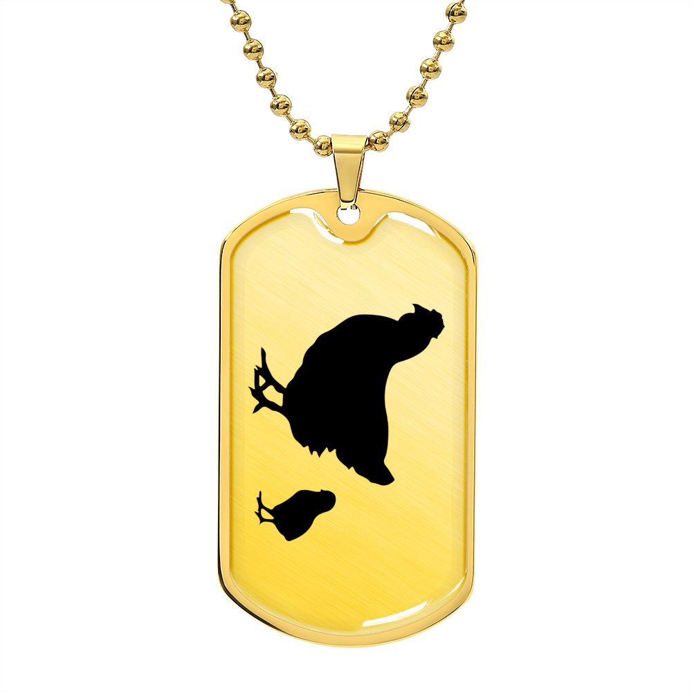 Mama Chicken With 1 Chick - 18k Gold Finished Luxury Dog Tag Necklace