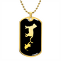 Mama Cat With 1 Kitten v2 - 18k Gold Finished Luxury Dog Tag Necklace