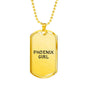 Phoenix Girl - 18k Gold Finished Luxury Dog Tag Necklace