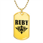 Ruby v01a - 18k Gold Finished Luxury Dog Tag Necklace
