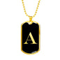 Initial A v2a - 18k Gold Finished Luxury Dog Tag Necklace