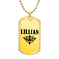 Lillian v01a - 18k Gold Finished Luxury Dog Tag Necklace
