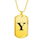 Initial Y v1a - 18k Gold Finished Luxury Dog Tag Necklace