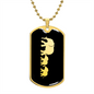 Mama Elephant With 2 Calves v2 - 18k Gold Finished Luxury Dog Tag Necklace