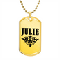 Julie v01a - 18k Gold Finished Luxury Dog Tag Necklace