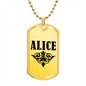 Alice v01a - 18k Gold Finished Luxury Dog Tag Necklace
