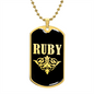 Ruby v02a - 18k Gold Finished Luxury Dog Tag Necklace