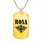 Rosa v01a - 18k Gold Finished Luxury Dog Tag Necklace