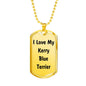 Love My Kerry Blue Terrier v4 - 18k Gold Finished Luxury Dog Tag Necklace