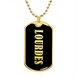 Lourdes v02 - 18k Gold Finished Luxury Dog Tag Necklace