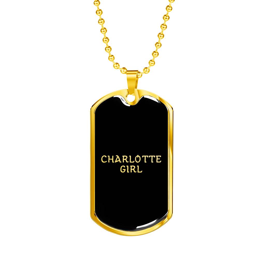 Charlotte Girl v2 - 18k Gold Finished Luxury Dog Tag Necklace