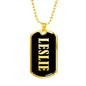 Leslie v02 - 18k Gold Finished Luxury Dog Tag Necklace