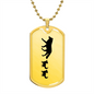 Mama Wolf With 2 Pups - 18k Gold Finished Luxury Dog Tag Necklace