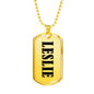 Leslie v01 - 18k Gold Finished Luxury Dog Tag Necklace