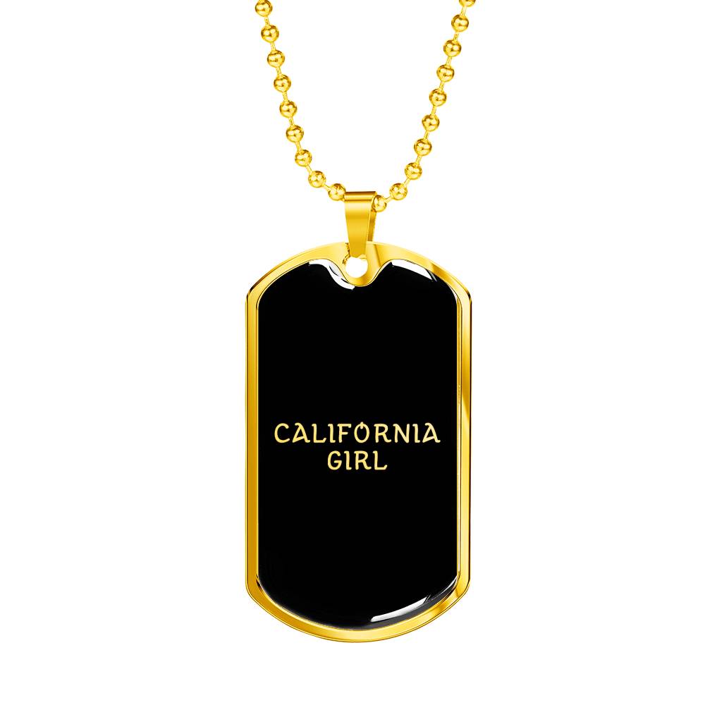 California Girl v2 - 18k Gold Finished Luxury Dog Tag Necklace