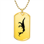 Mama Dinosaur With 1 Hatchling - 18k Gold Finished Luxury Dog Tag Necklace