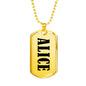 Alice v01 - 18k Gold Finished Luxury Dog Tag Necklace