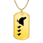 Mama Chicken With 3 Chicks - 18k Gold Finished Luxury Dog Tag Necklace
