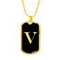 Initial V v2a - 18k Gold Finished Luxury Dog Tag Necklace