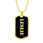 Leslie v2 - 18k Gold Finished Luxury Dog Tag Necklace