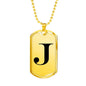 Initial J v1a - 18k Gold Finished Luxury Dog Tag Necklace