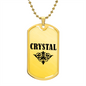 Crystal v01a - 18k Gold Finished Luxury Dog Tag Necklace