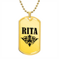 Rita v01a - 18k Gold Finished Luxury Dog Tag Necklace