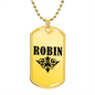 Robin v01a - 18k Gold Finished Luxury Dog Tag Necklace