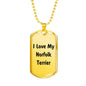 Love My Norfolk Terrier v4 - 18k Gold Finished Luxury Dog Tag Necklace