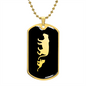 Mama Lioness With 1 Cub v2 - 18k Gold Finished Luxury Dog Tag Necklace