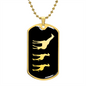 Mama Giraffe With 2 Calves v2 - 18k Gold Finished Luxury Dog Tag Necklace