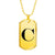 Initial C v1a - 18k Gold Finished Luxury Dog Tag Necklace