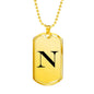 Initial N v1a - 18k Gold Finished Luxury Dog Tag Necklace