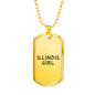 Illinois Girl - 18k Gold Finished Luxury Dog Tag Necklace