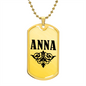Anna v01a - 18k Gold Finished Luxury Dog Tag Necklace