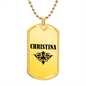 Christina v01a - 18k Gold Finished Luxury Dog Tag Necklace