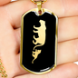 Mama Lioness With 1 Cub v2 - 18k Gold Finished Luxury Dog Tag Necklace