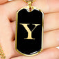 Initial Y v2a - 18k Gold Finished Luxury Dog Tag Necklace