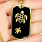 Mama Turtle With 1 Hatchling v2 - 18k Gold Finished Luxury Dog Tag Necklace