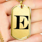 Initial E v1a - 18k Gold Finished Luxury Dog Tag Necklace