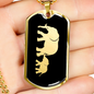 Mama Elephant With 1 Calf v2 - 18k Gold Finished Luxury Dog Tag Necklace
