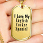 Love My English Cocker Spaniel - 18k Gold Finished Luxury Dog Tag Necklace