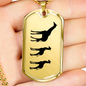 Mama Giraffe With 2 Calves - 18k Gold Finished Luxury Dog Tag Necklace